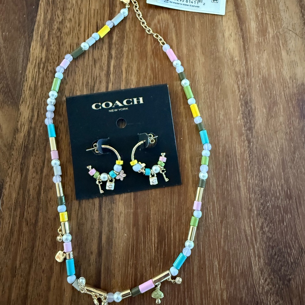 Coach Pastel Beaded Necklace and Earring Set